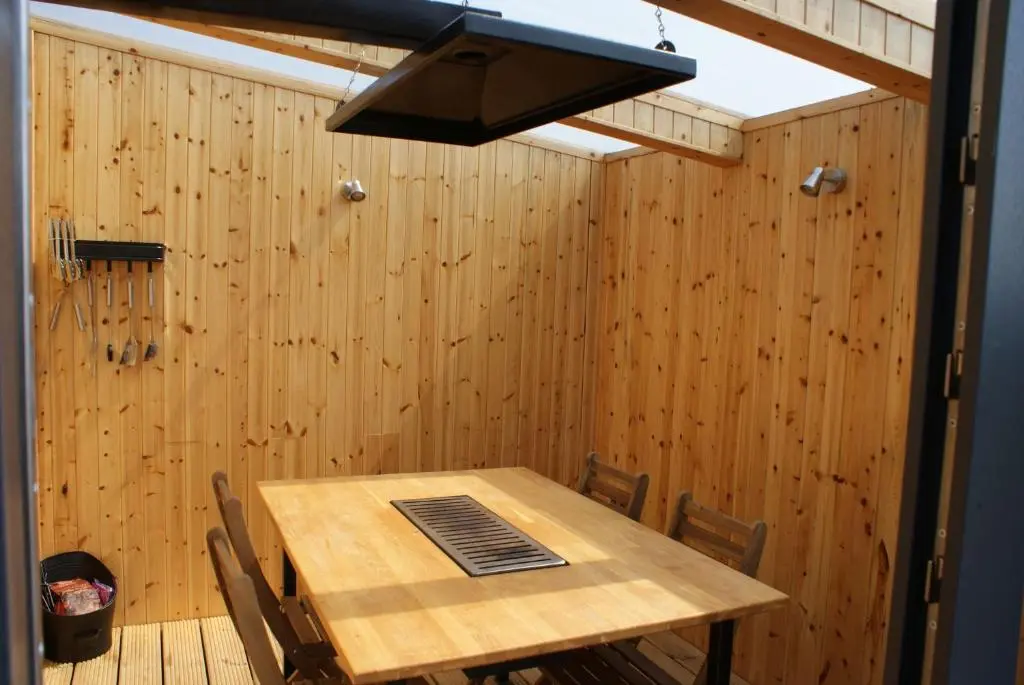 a wooden table and chairs in a room with wood paneling at Ben Rinnes in Keith