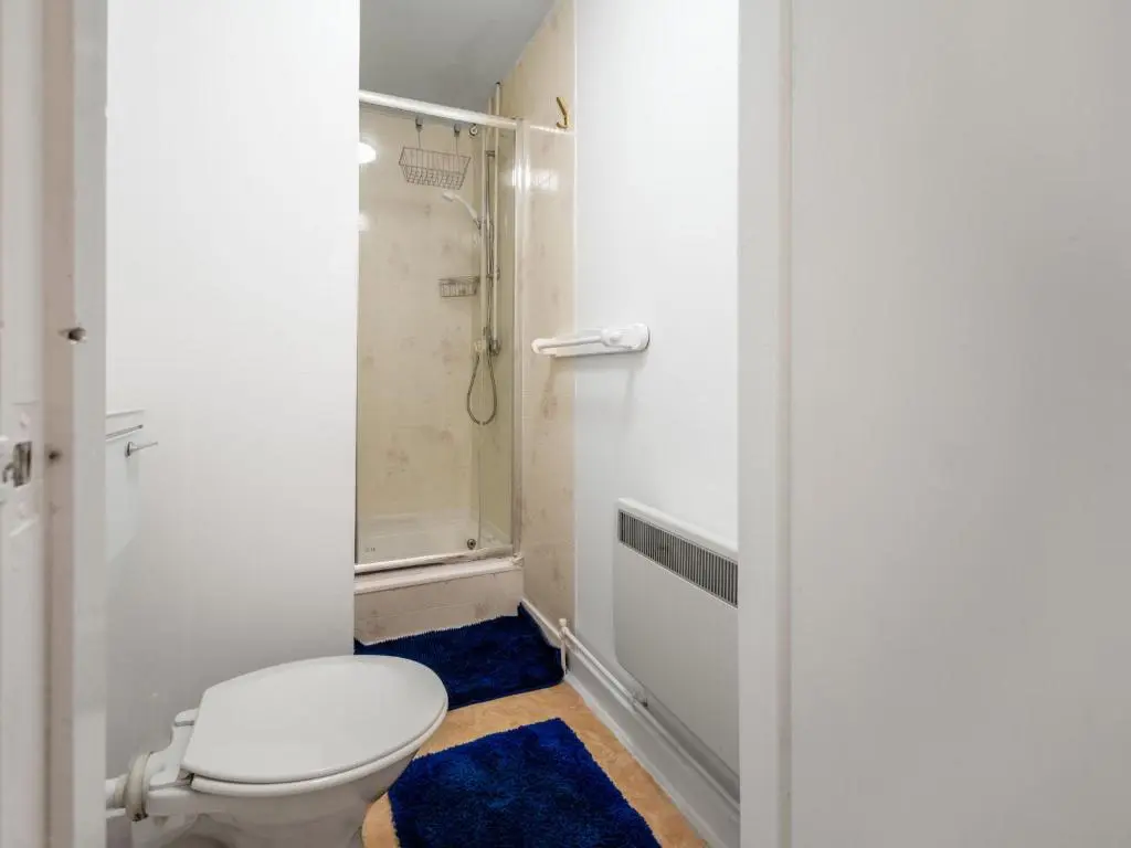a bathroom with a toilet and a shower at Holiday Home Lochness by Interhome in Contin