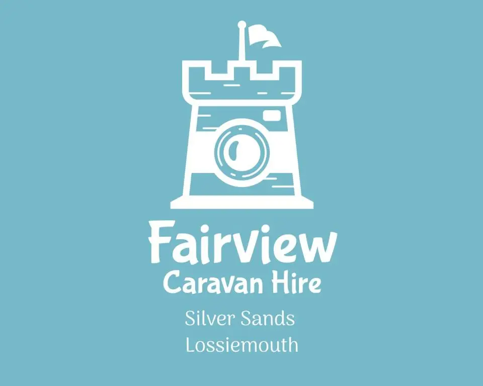 a logo of a lighthouse with the words fairygard caravan hire at Fairview Caravan Hire in Lossiemouth