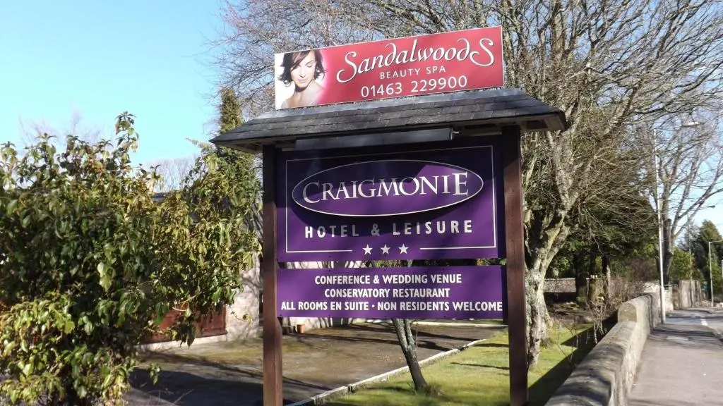 a sign for a theatre in a park at Craigmonie Hotel Inverness by Compass Hospitality in Inverness