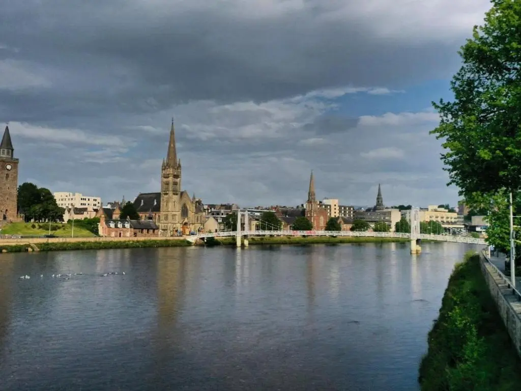 a view of a city with a bridge over a river at Apartment Druid Temple by Interhome in Inverness