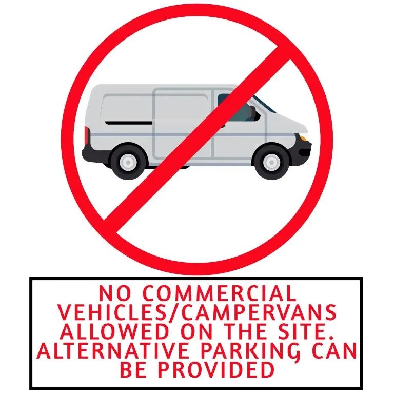 a sign that says no commercial vehiclesromyographers allowed on the site at Highland Chalet - Peaceful Stay near Dornoch in Dornoch
