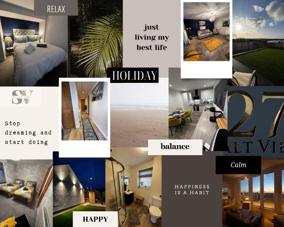 a collage of photos of a hotel room at Salt View in Cullen