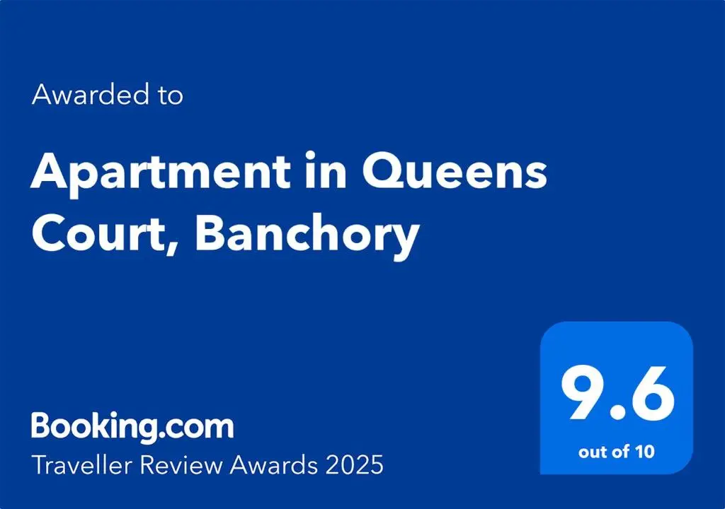 a blue sign with the words appointment in queens court barriday at Apartment in Queens Court, Banchory in Inchmarlo