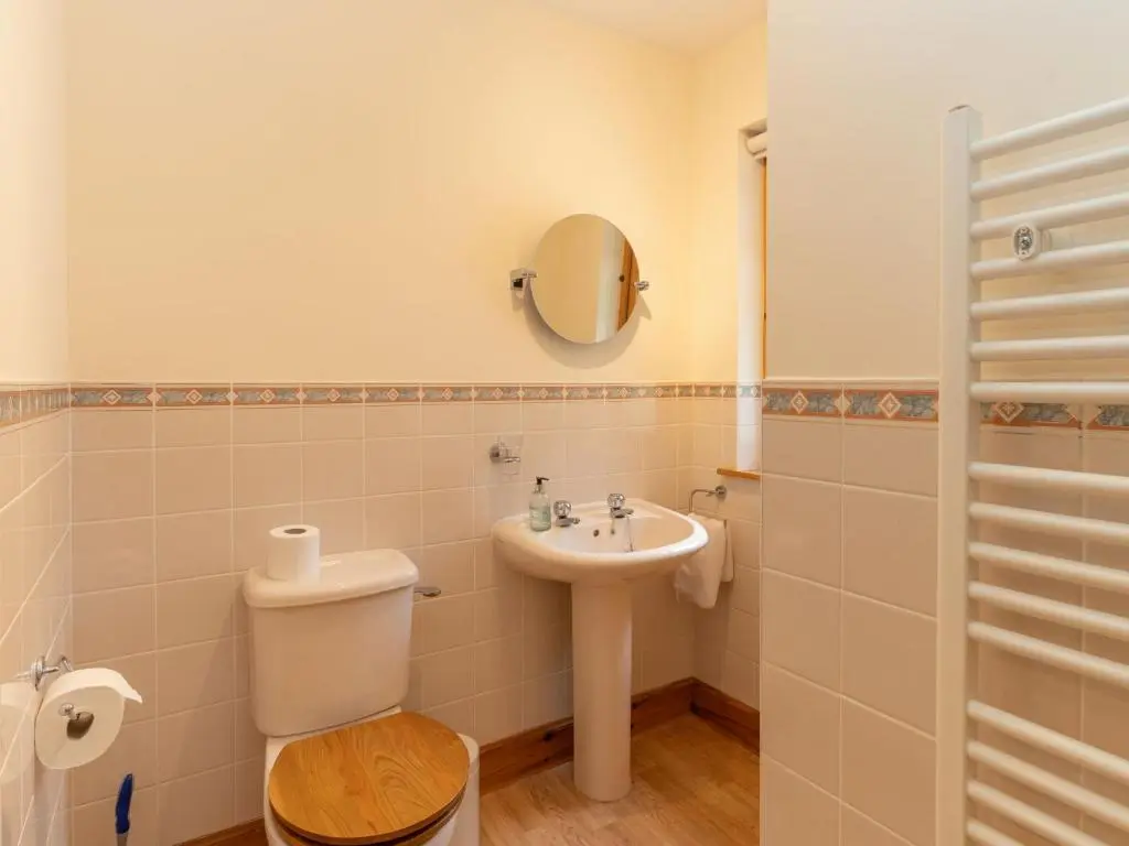 a bathroom with a toilet and a sink at Villa Osprey House by Interhome in Nethy Bridge