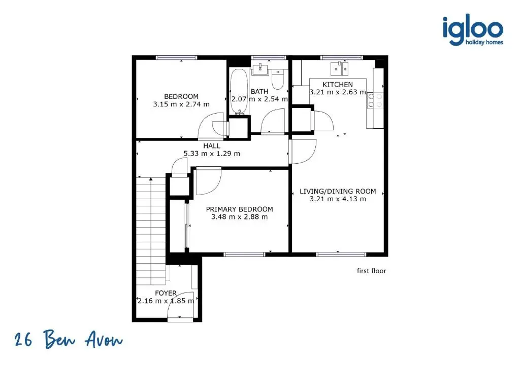 a floor plan of a house at 26 Ben Avon in Aviemore