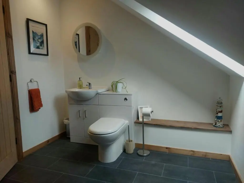 a bathroom with a toilet and a sink at Kiledinmuir in Tore
