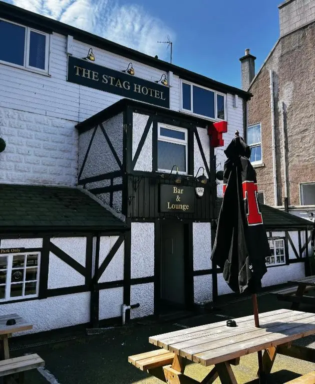 a building with a sign that reads the stage house at The Stag Hotel in Banchory