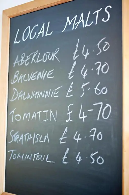 a chalkboard with the alphabet and numbers on it at Nethybridge Hotel in Nethy Bridge