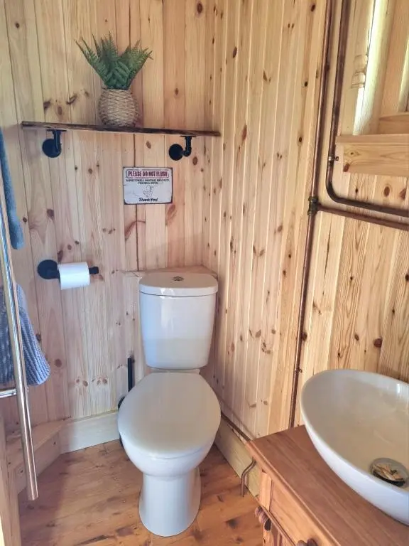a bathroom with a toilet and a sink at The Shepherds Neuk in Inverness