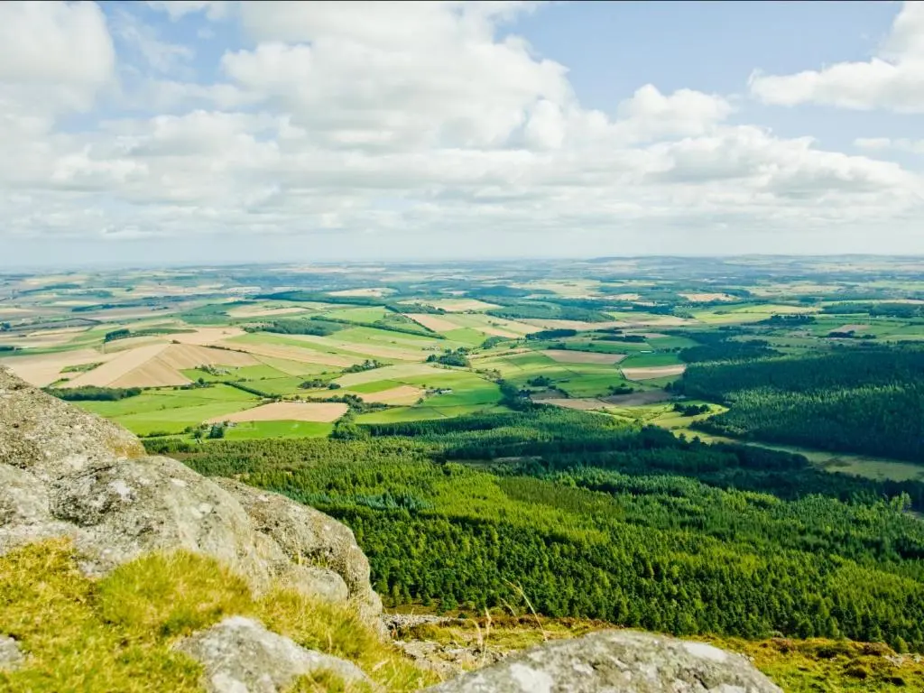 a view of a valley from the top of a mountain at Viewington Lodge in Ballater