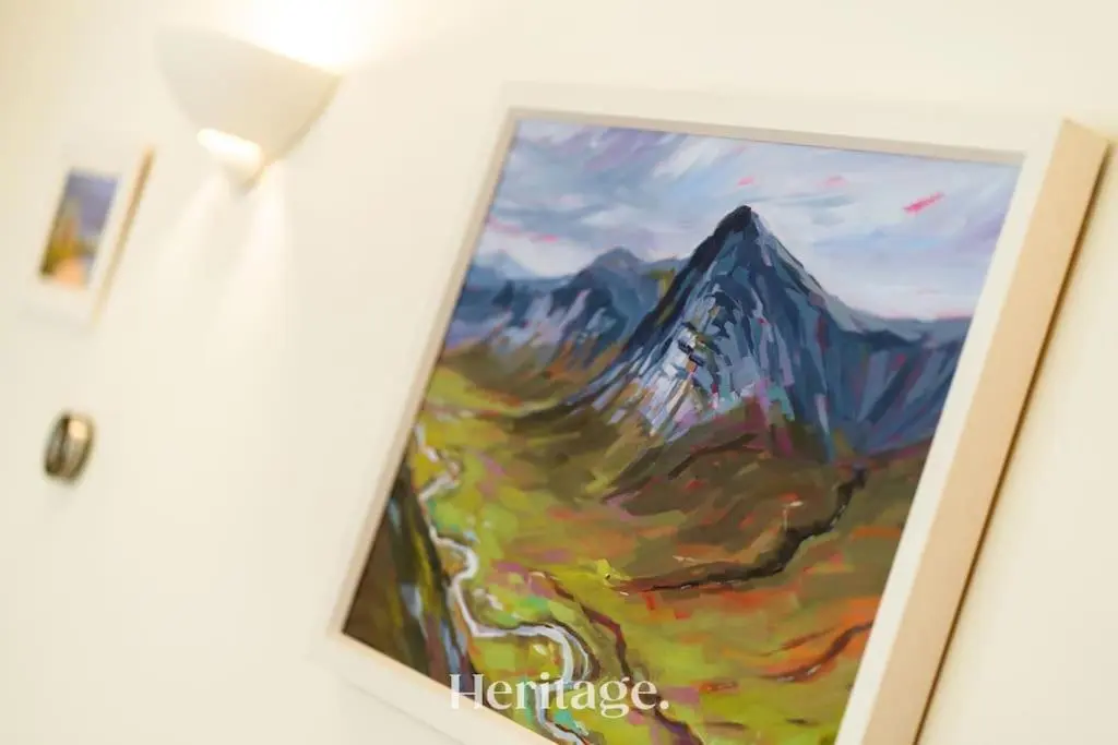 a picture of a painting of a mountain at The Stables Cottage, Aboyne, Peaceful Stay in Royal Deeside in Aboyne