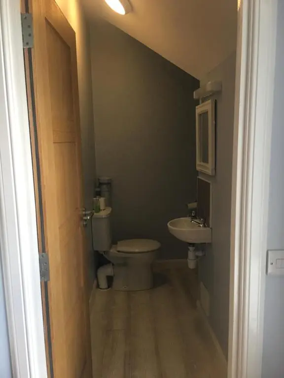 a bathroom with a toilet and a sink at 1 Lochness Rooms&Hostel in Drumnadrochit