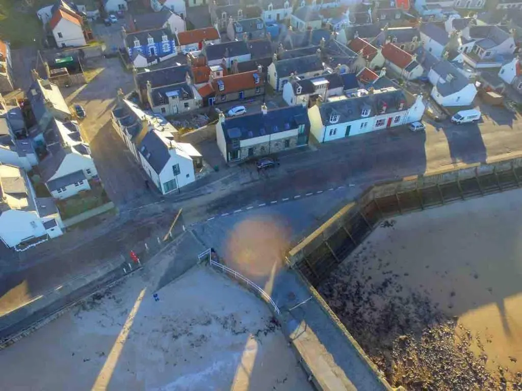 an aerial view of a city with houses at 244 Seatown Cullen Moray Scotland in Cullen