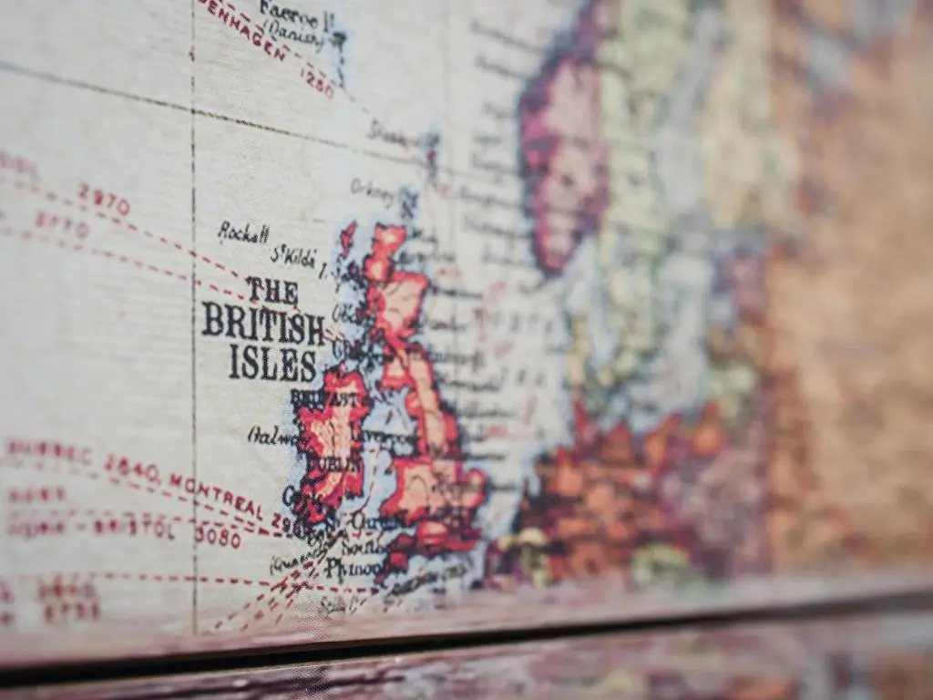 a map of the british isles on a wall at Holiday Home Loch Ness Granary by Interhome in Invermoriston