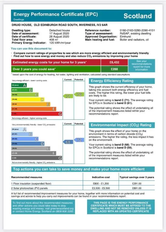a screenshot of the emergency preparedness certificate efc document at Druid Apartment in Inverness