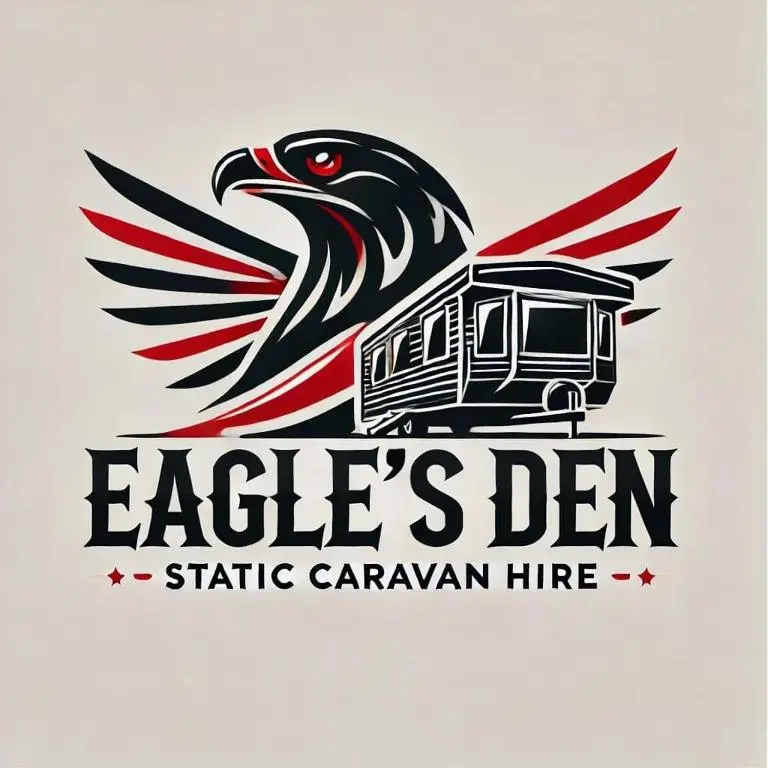 an eagle logo for a state caravan line at Eagle's Den Caravan Holiday Retreat in Lossiemouth