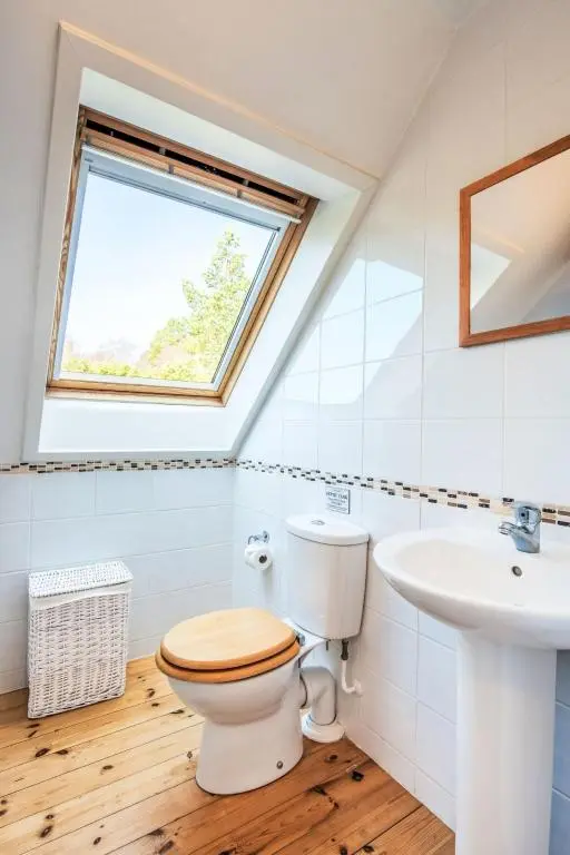 a bathroom with a toilet and a sink at Villa Drover's Lodge by Interhome in Drumnadrochit