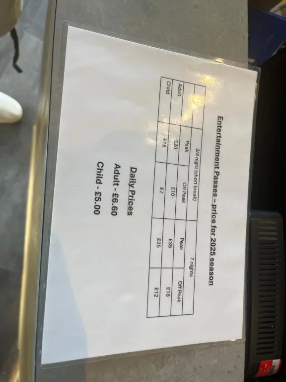 a menu on the side of a machine at Biggerstaffs retreat in Lossiemouth