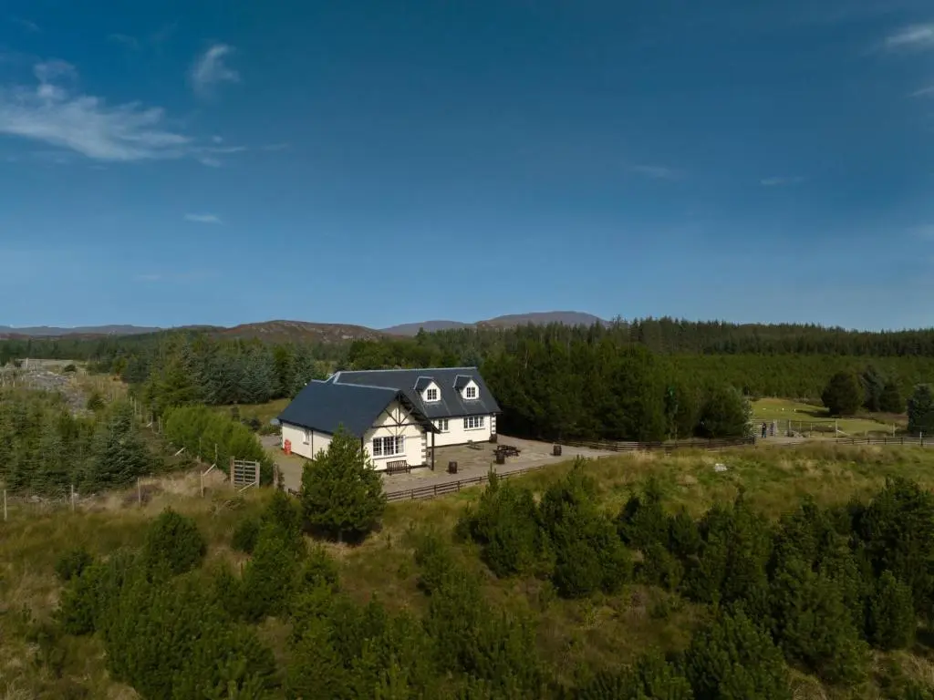an aerial view of a house on a hill at Holiday Home Mountain View Lodge by Interhome in Whitebridge