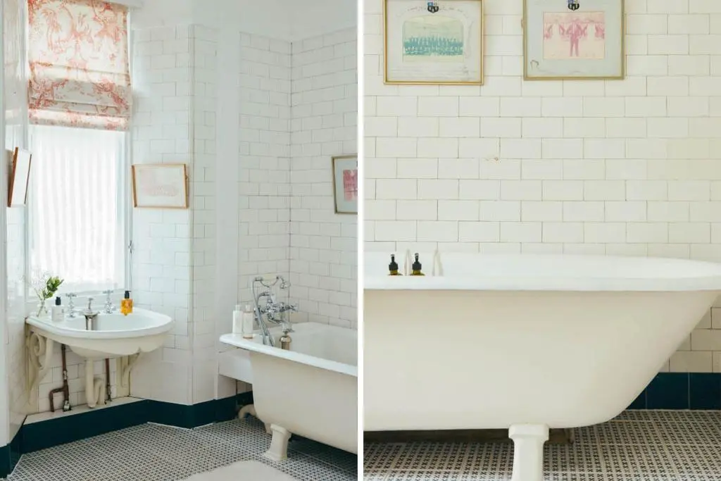 a bathroom with a white tub and a sink at The Secret Loch in Lhanbryd