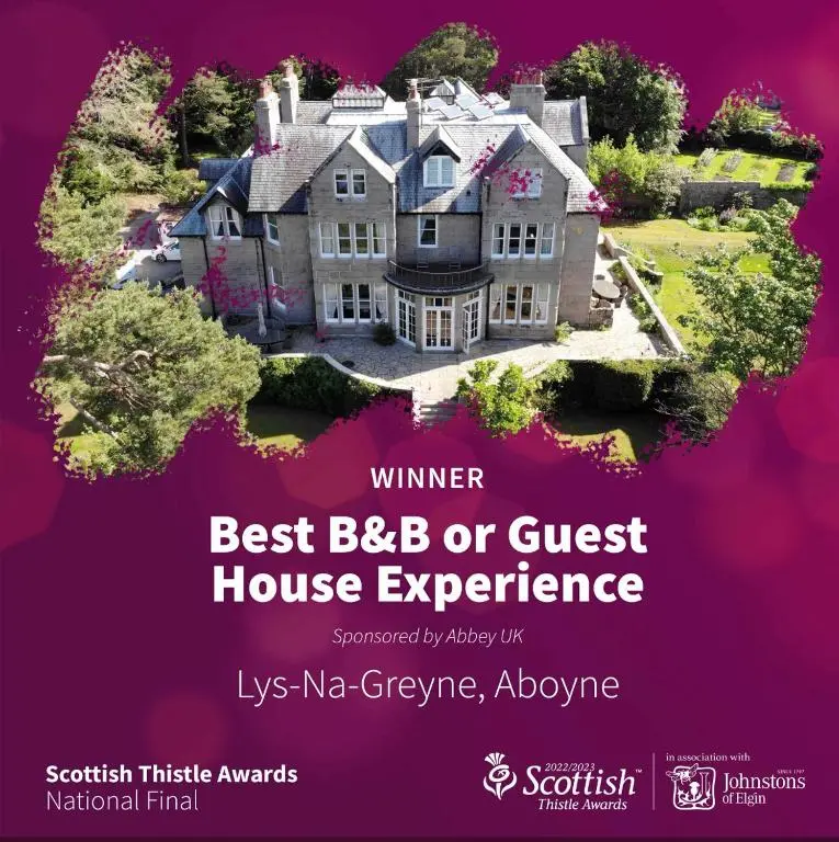 a flyer for a guest house experience at Lys-Na-Greyne Country House in Aboyne