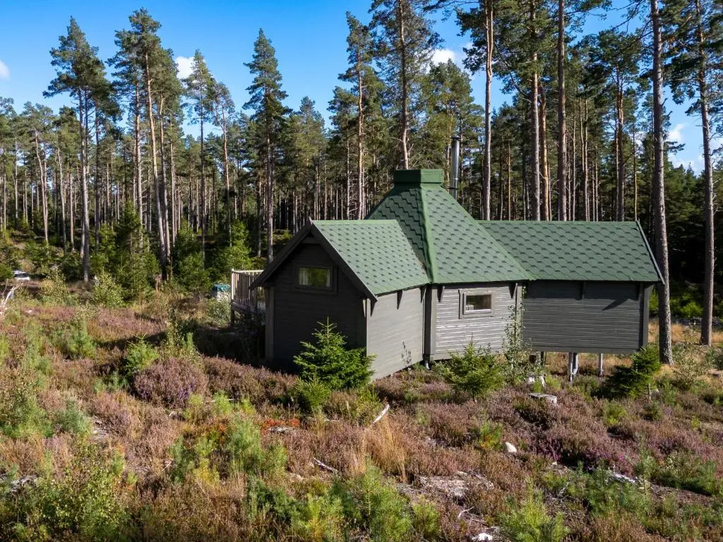 a small house in the middle of a forest at Apartment Birch Bothy by Interhome in Coldstone