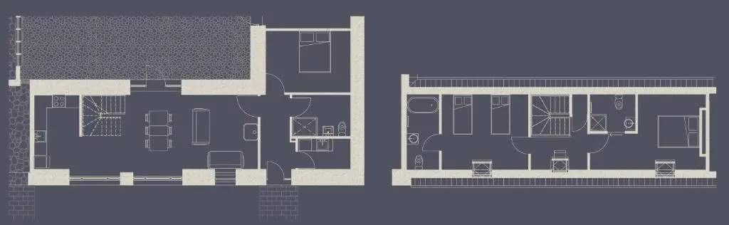 a floor plan of a building with furniture at Remore Steading - Coachhouse in Ardclach