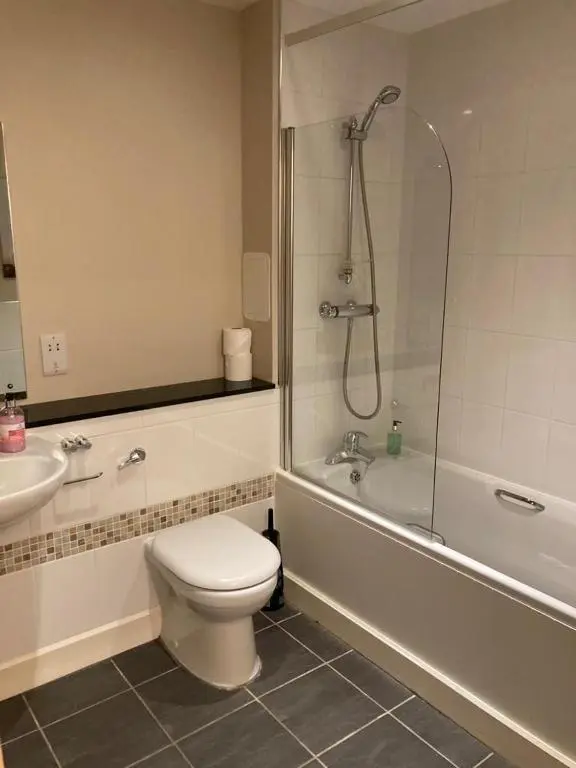 a bathroom with a toilet and a sink and a shower at Raven Wing 17 - Aonach Mor in Fort Augustus