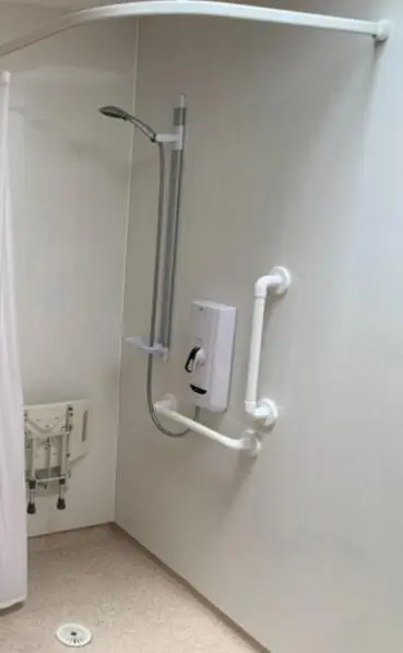 a bathroom with a shower stall in a room at Glenerne 3 bedroom Cottage in Elgin