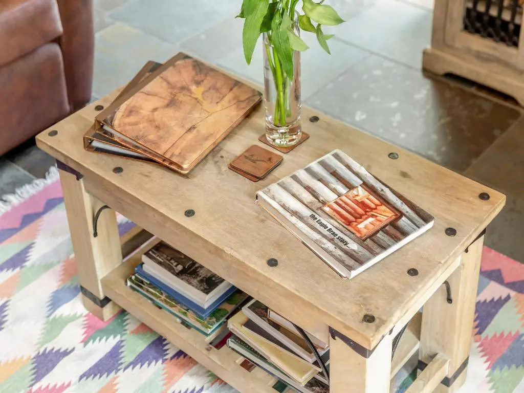 a wooden coffee table with a tray of carrots on it at Sylvia - Uk50065 in Struy