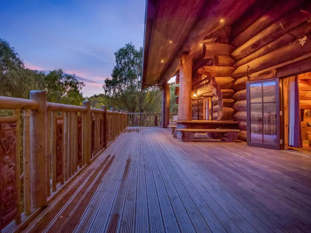 a wooden deck of a log cabin at Cinclus - Uk50066 in Struy