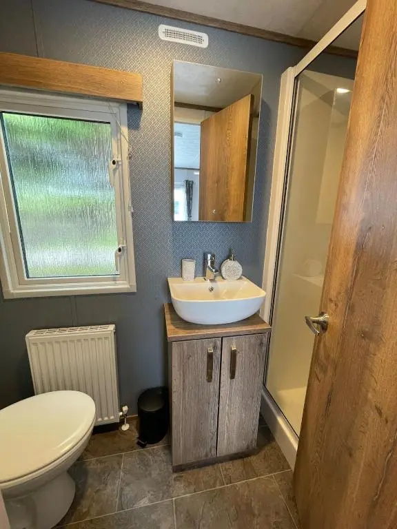 a bathroom with a sink and a toilet at Brand New Beautiful Home close to Inverness in North Kessock