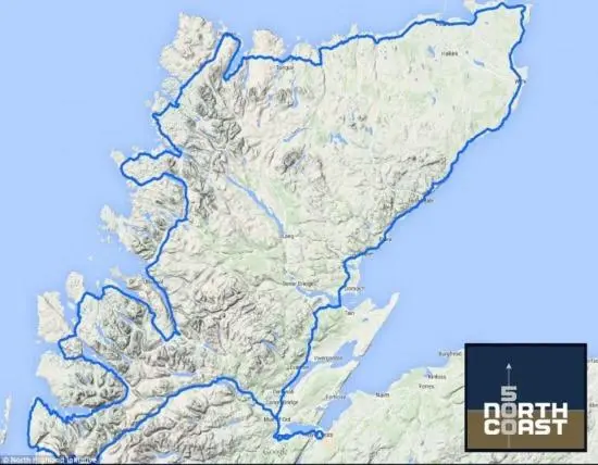 a detailed map of the north coast trail at The Dundonnell Hotel in Dundonnell