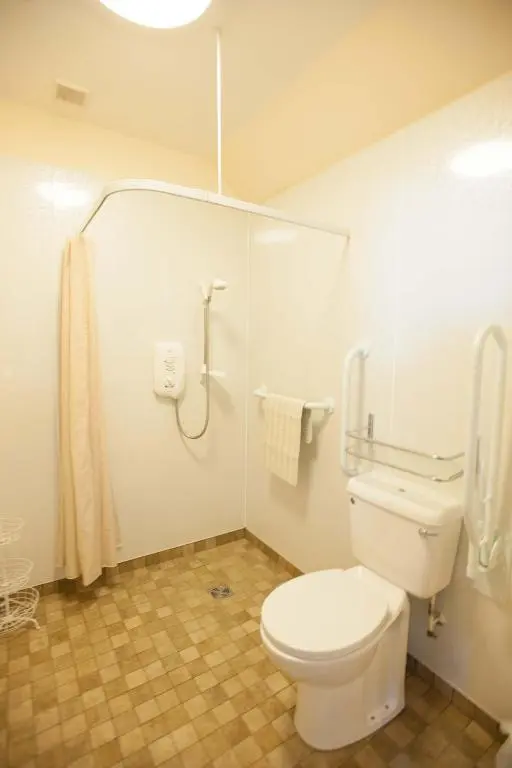 a bathroom with a toilet and a shower at Glenernan Self Catering Cottages in Ballater
