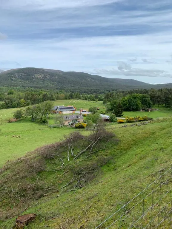 a field with a house in the middle of a field at The Auld Kirk in Ballater