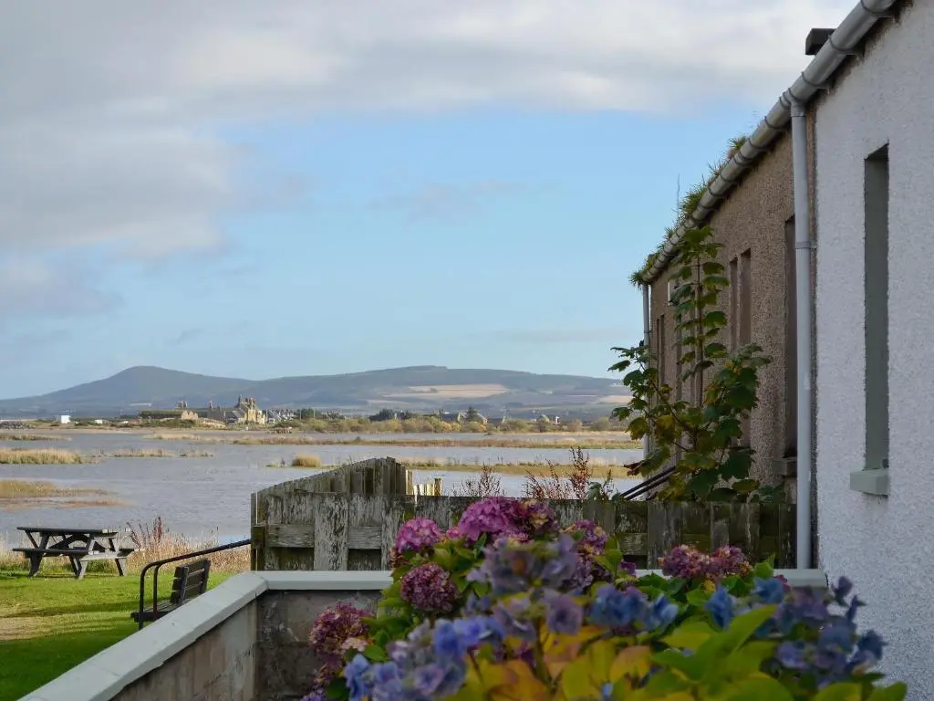 a house with flowers on the side of it at Firth View in Garmouth