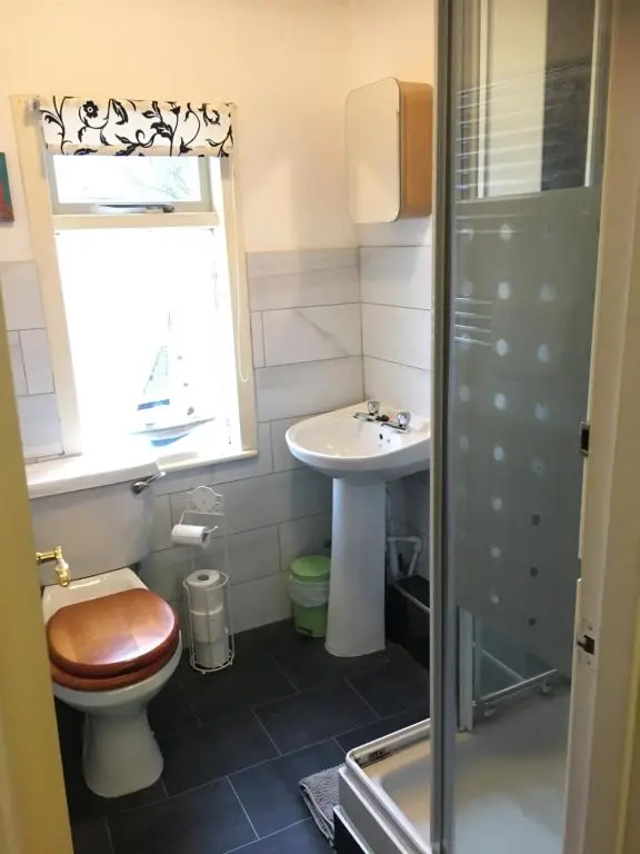 a bathroom with a toilet and a sink at The Ship Inn in Invergordon