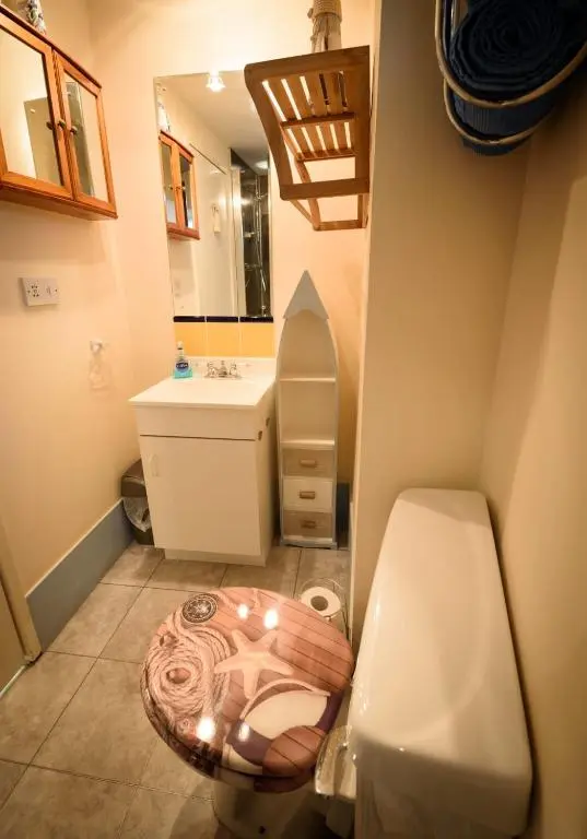 a bathroom with a toilet and a sink at The Old Chemist in Cullen