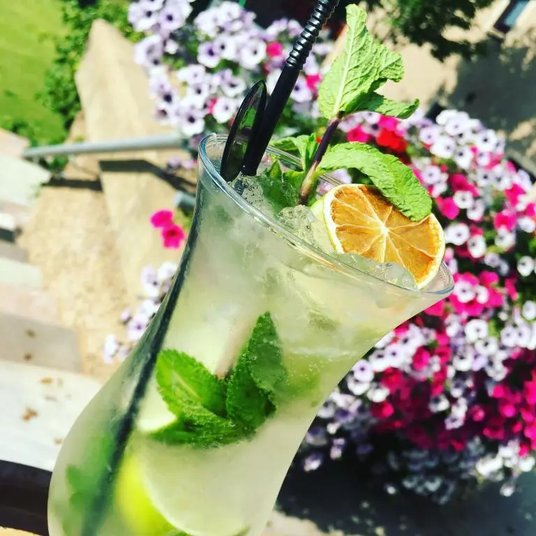 a drink with mint and an orange slice at Laichmoray Hotel in Elgin