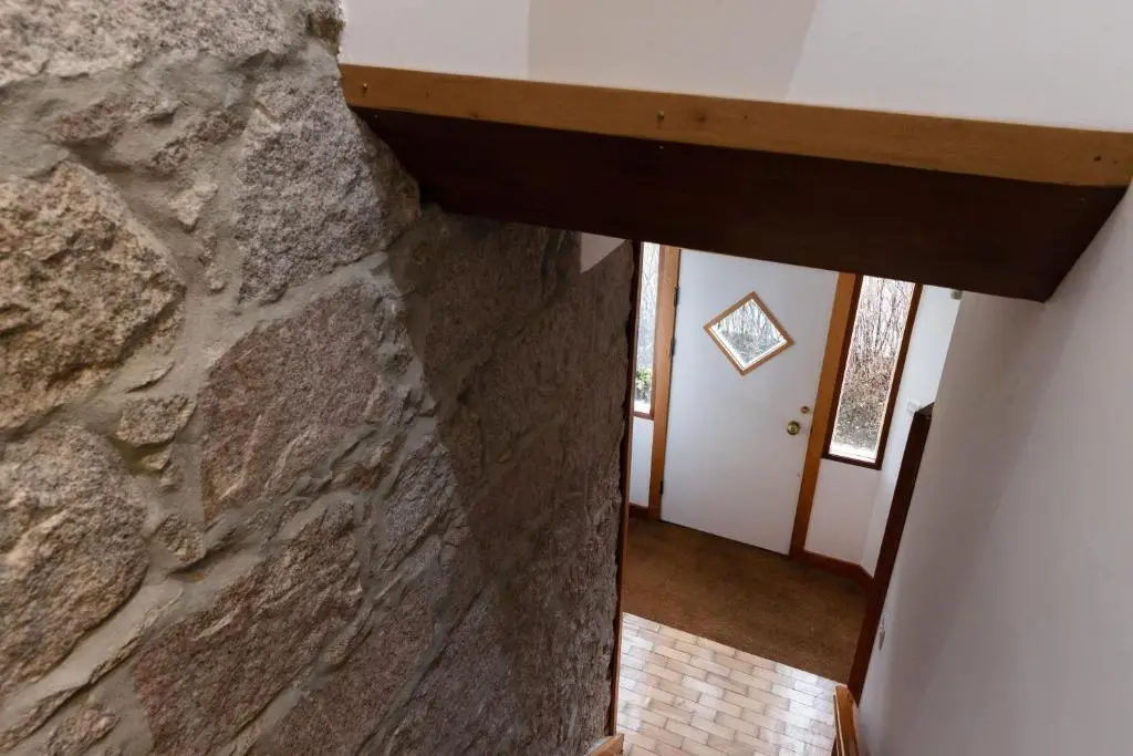an overhead view of a stone wall and a hallway at Schoolhouse in Ballater
