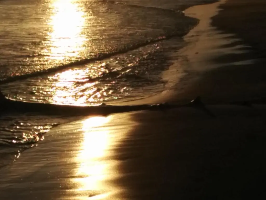 a view of the shoreline of a beach at night at 6 Seatown, Lossiemouth in Lossiemouth