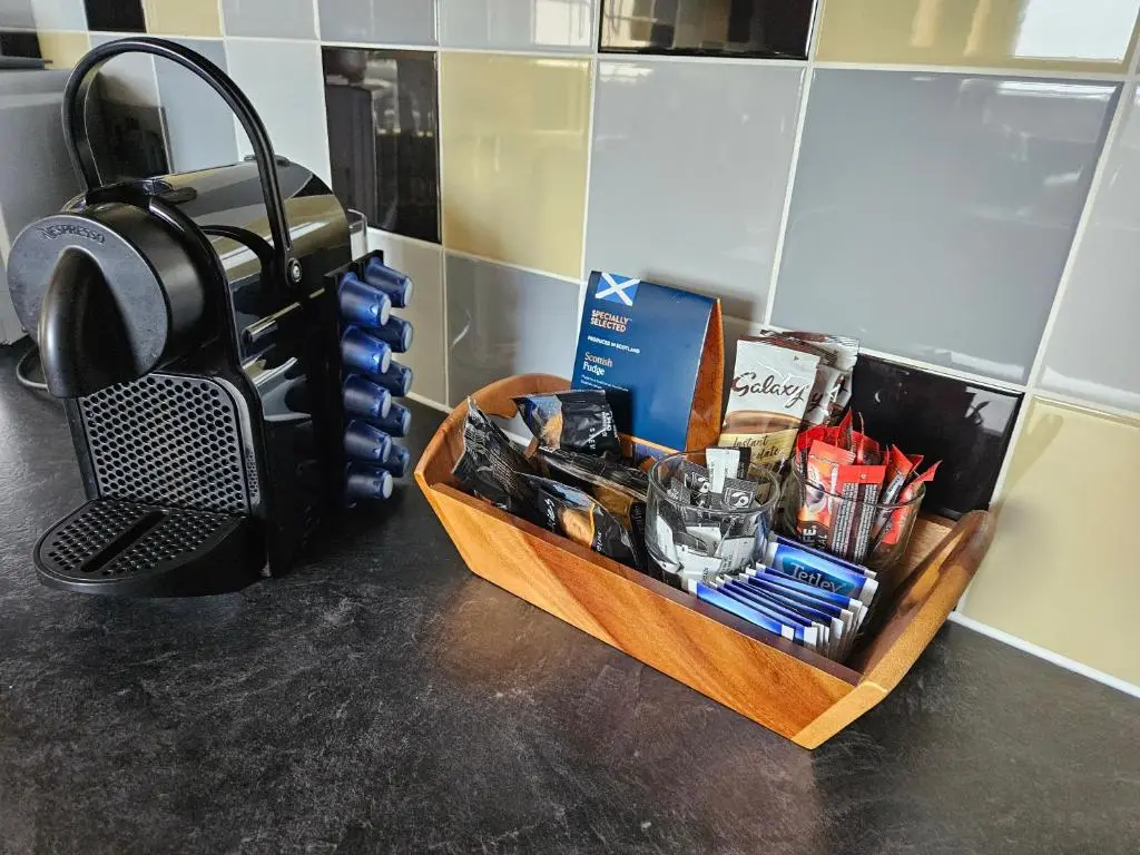 a basket ofacistacistacisterness at 37 Farraline Court, City Centre apartment in Inverness