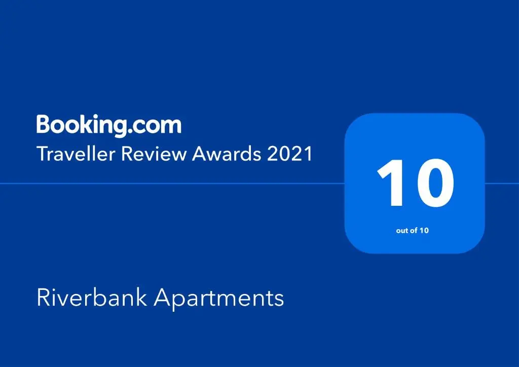 a blue text box with the number on it at Riverbank Apartments in Nairn