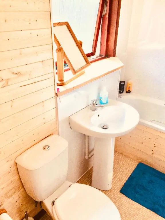 a bathroom with a toilet and a sink at Invercaul House in Inverness
