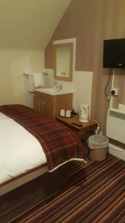 a hotel room with a bed and a sink at Ord Arms Hotel in Muir of Ord