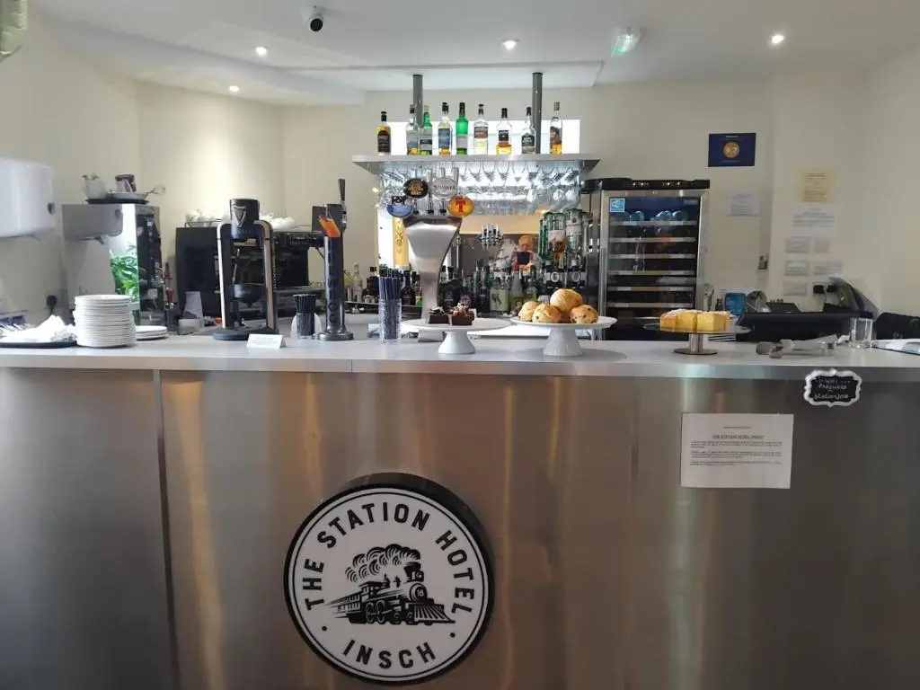 a counter in a kitchen with a counter top at The Station Hotel Insch in Insch