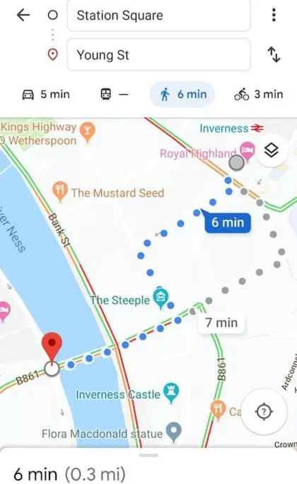 a screenshot of a map of a subway at Highland Historical Home in Inverness City Centre in Inverness