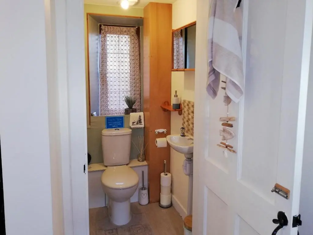 a bathroom with a toilet and a sink at St Brighs in Dingwall