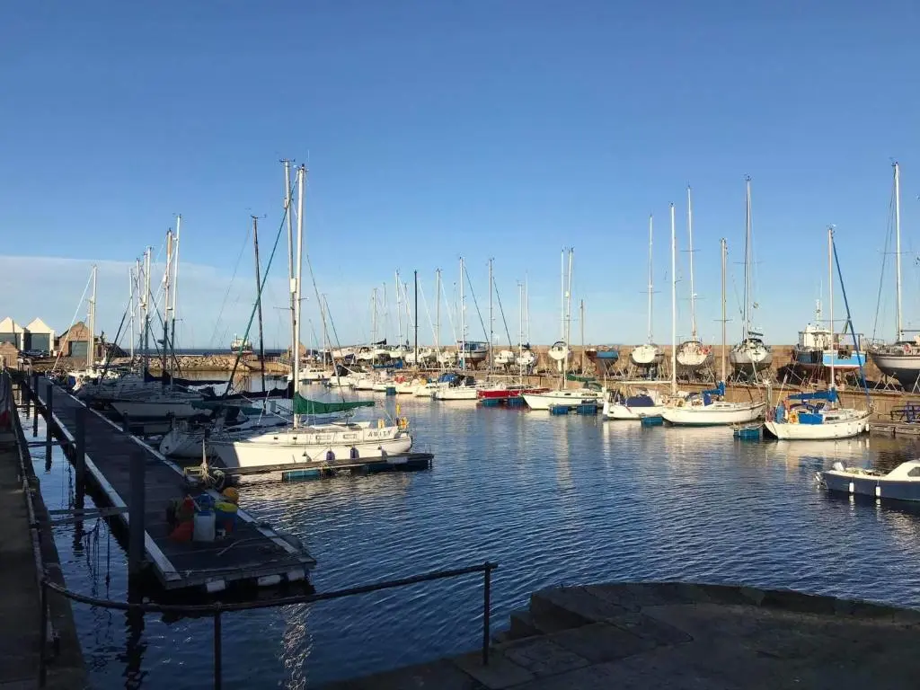 a bunch of boats docked in a harbor at Skerry View - Overlooking the Moray Firth - close to Beaches, Harbour, Shops and Restaurants in Lossiemouth